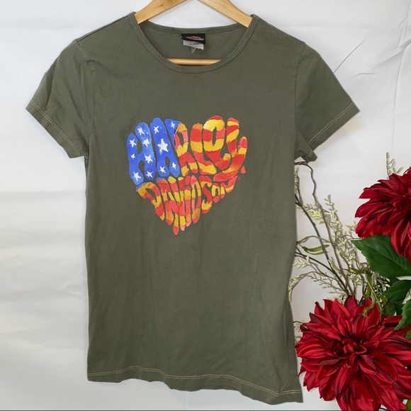 HARLEY DAVIDSON Heart Graphic Tee Shirt size M - Picture 1 of 6